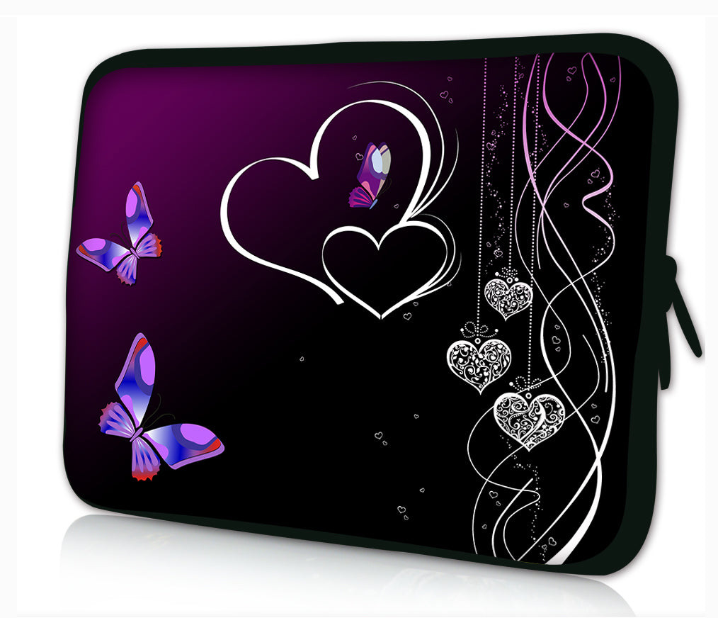 15"- 15.6" (inch) LAPTOP SLEEVE CARRY CASE/BAG NEOPRENE FOR LAPTOPS/NOTEBOOKS, ZIPPED *PURPLE BUTTERFLIES 2*