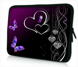 15"- 15.6" (inch) LAPTOP SLEEVE CARRY CASE/BAG NEOPRENE FOR LAPTOPS/NOTEBOOKS, ZIPPED *PURPLE BUTTERFLIES 2*