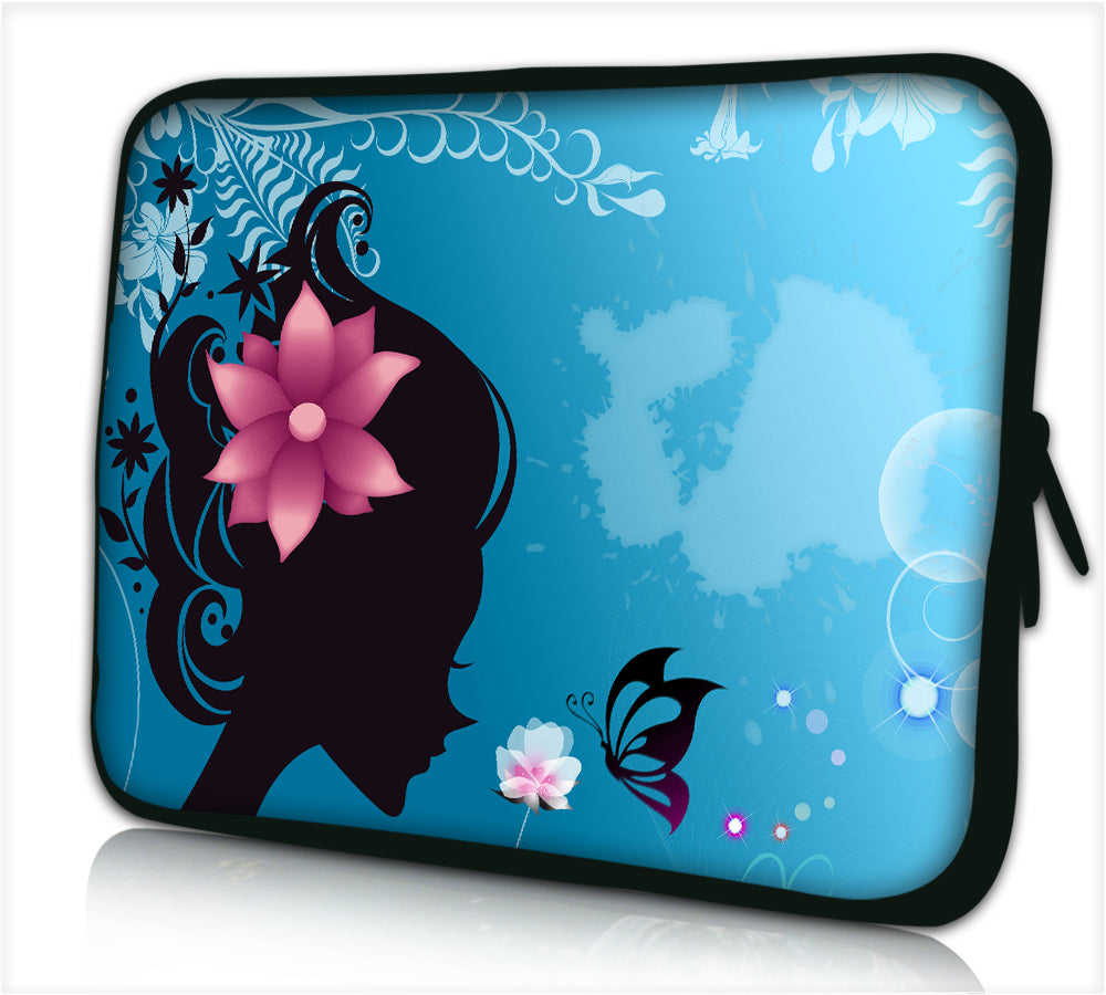 15"- 15.6" (inch) LAPTOP SLEEVE CARRY CASE/BAG NEOPRENE FOR LAPTOPS/NOTEBOOKS, ZIPPED *FLOWER HEAD*