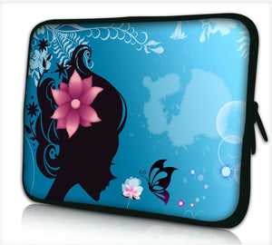 15"- 15.6" (inch) LAPTOP SLEEVE CARRY CASE/BAG NEOPRENE FOR LAPTOPS/NOTEBOOKS, ZIPPED *FLOWER HEAD*