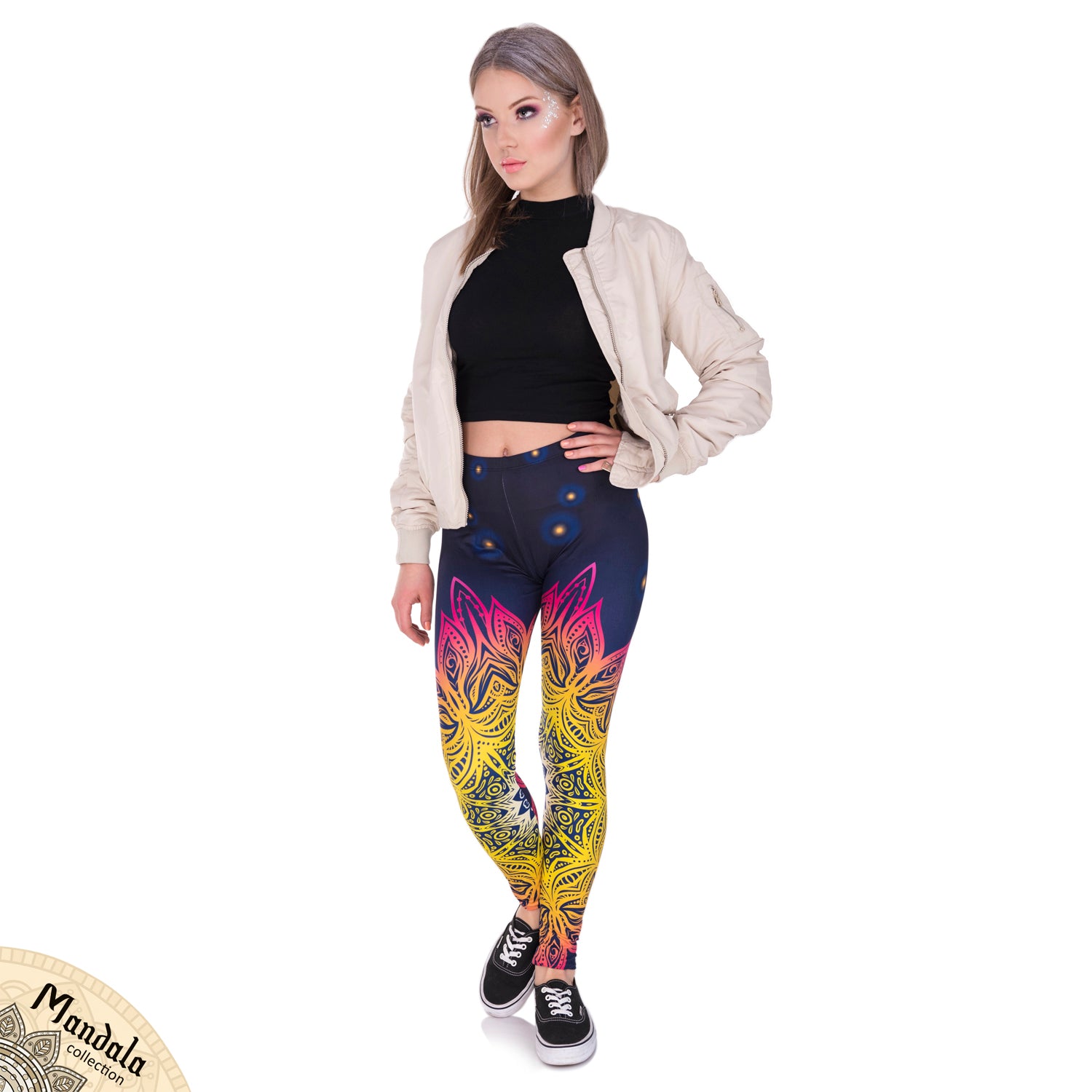Full length womens/girls 3D full print leggings ****mandala lights****