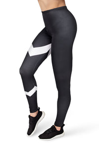 Full length womens/girls 3D full print leggings ****white zig zag black****