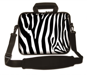 17"- 17.3" (inch) LAPTOP BAG/CASE WITH HANDLE & STRAP, NEOPRENE MADE FOR LAPTOPS/NOTEBOOKS, ZIPPED*ZEBRA STRIPES*