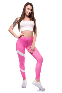 Full length womens/girls 3D full print leggings ****white zig zag pink****