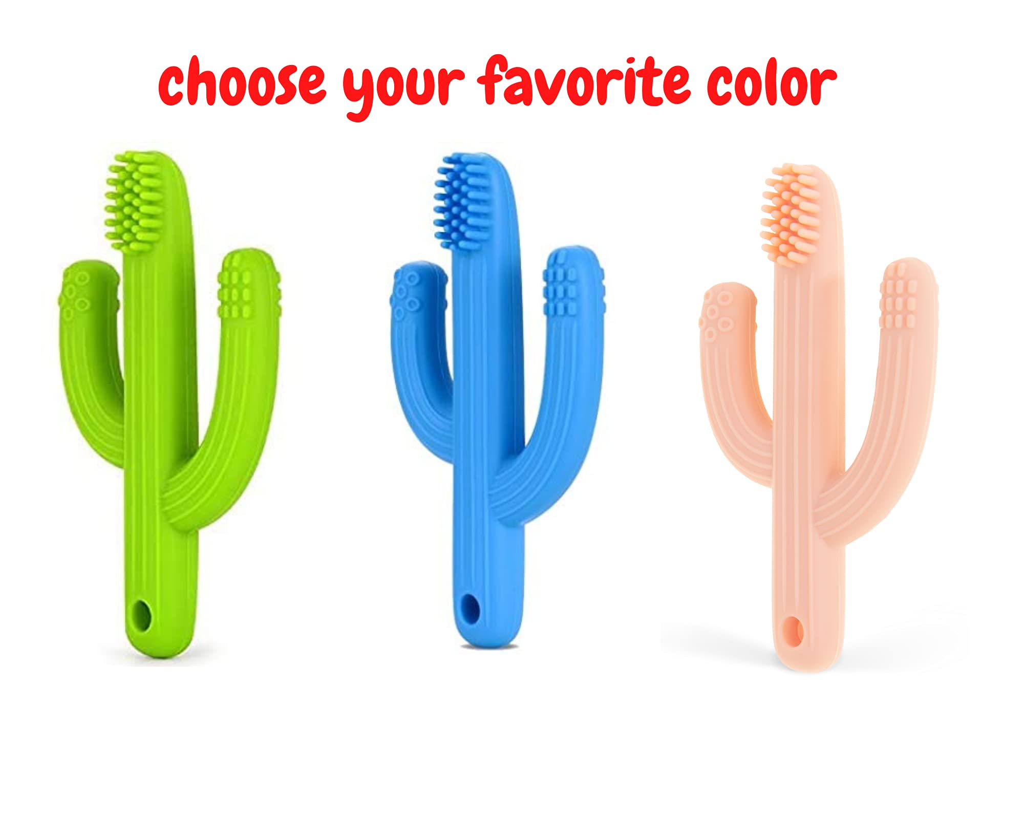 Colourful Silicone Toothbrush for Babies in The Shape of a Cactus ***Green***