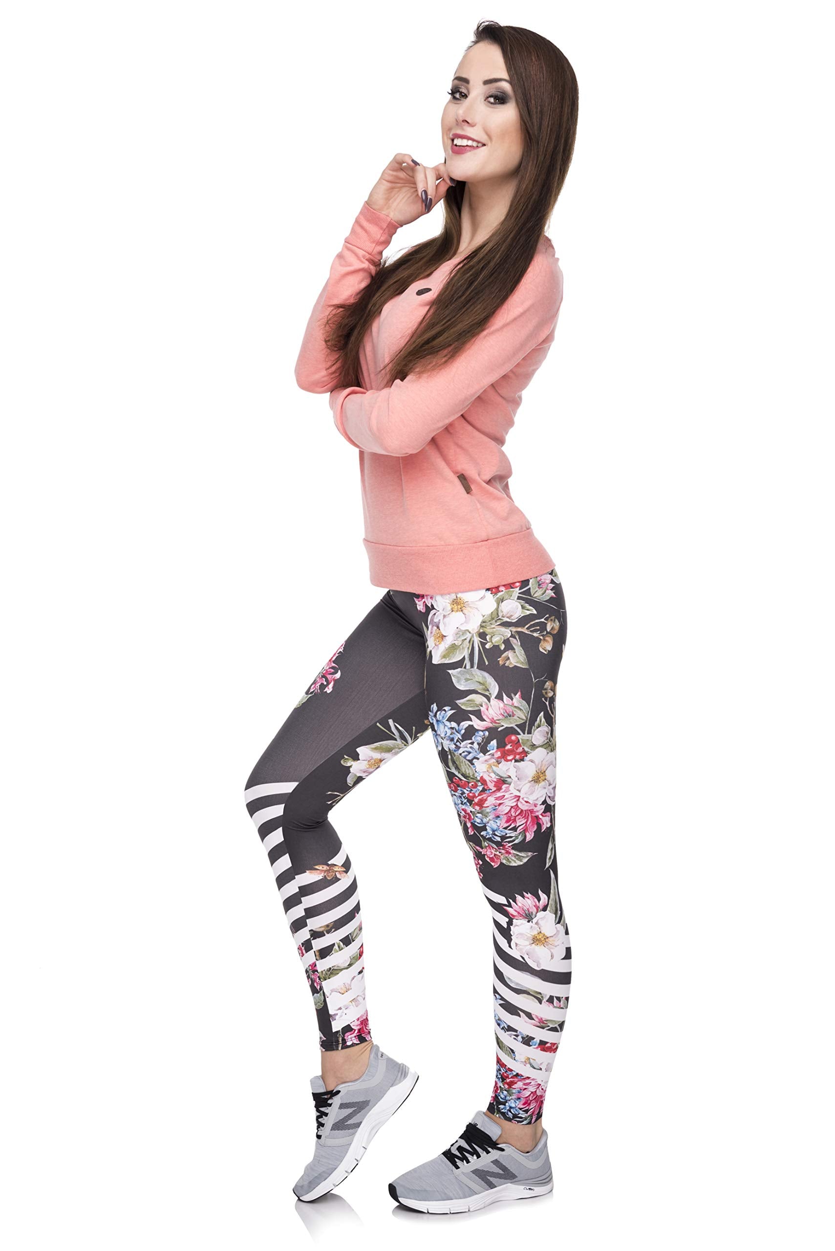 Full length womens/girls 3D full print leggings ****vintage flowers and stripes****