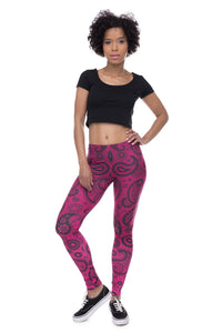 Full length womens/girls 3D full print leggings ****bandana paisley pink****