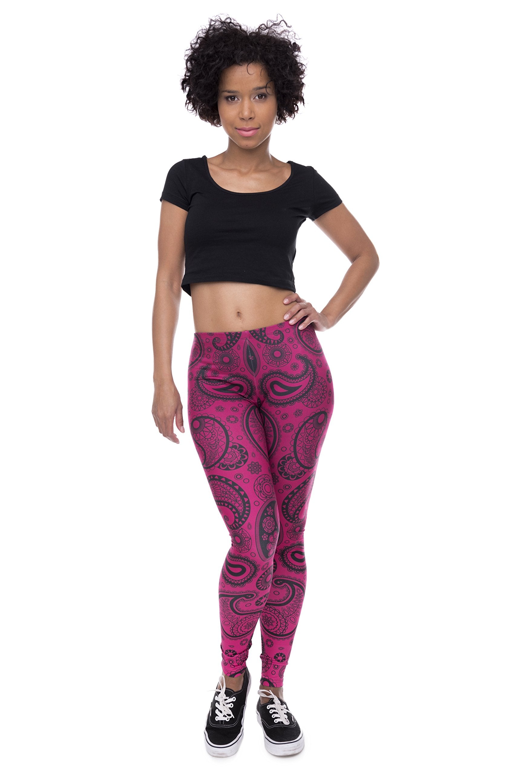 Full length womens/girls 3D full print leggings ****bandana paisley pink****
