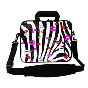 17"- 17.3" (inch) LAPTOP BAG/CASE WITH HANDLE & STRAP, NEOPRENE MADE FOR LAPTOPS/NOTEBOOKS, ZIPPED*ZEBRA LIPS*