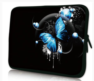 15"- 15.6" (inch) LAPTOP SLEEVE CARRY CASE/BAG NEOPRENE FOR LAPTOPS/NOTEBOOKS, ZIPPED *Blue Butterflies*