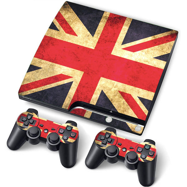 PS3 Slim PlayStation 3 Slim Skin/Stickers PVC for Console + 2 Controllers/Pads Decal Protector Cover ***Dirty England***