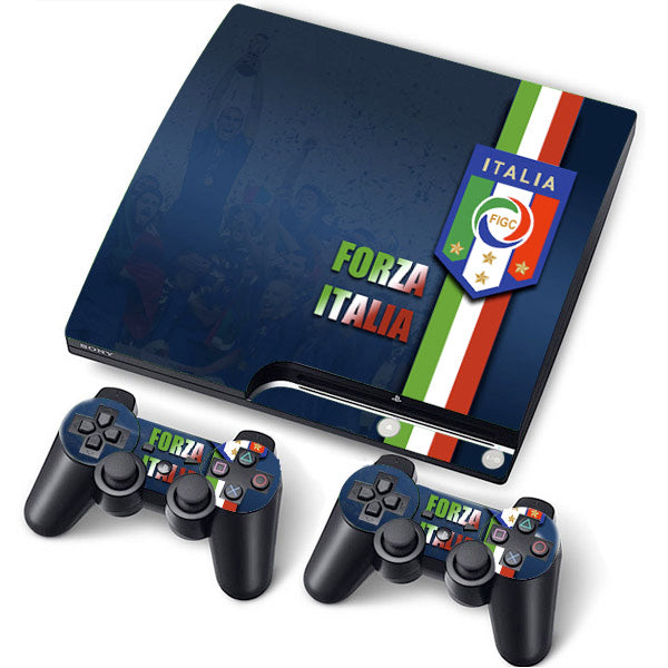PS3 Slim PlayStation 3 Slim Skin/Stickers PVC for Console + 2 Controllers/Pads Decal Protector Cover ***Italia***