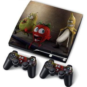 PS3 Slim PlayStation 3 Slim Skin/Stickers PVC for Console + 2 Controllers/Pads Decal Protector Cover ***Banana***