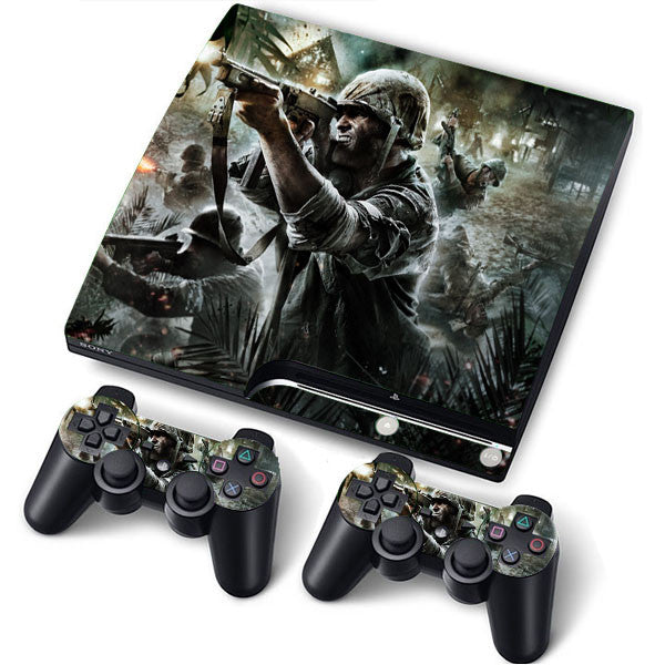 PS3 Slim PlayStation 3 Slim Skin/Stickers PVC for Console + 2 Controllers/Pads Decal Protector Cover ***Soldier***