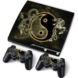 PS3 Slim PlayStation 3 Slim Skin/Stickers PVC for Console + 2 Controllers/Pads Decal Protector Cover ***Yin Yang***