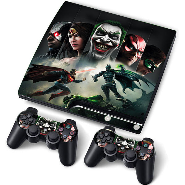 PS3 Slim PlayStation 3 Slim Skin/Stickers PVC for Console + 2 Controllers/Pads Decal Protector Cover ***Joker***