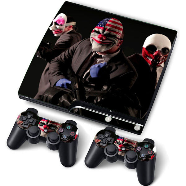 PS3 Slim PlayStation 3 Slim Skin/Stickers PVC for Console + 2 Controllers/Pads Decal Protector Cover ***USA Mask***