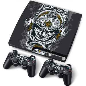 PS3 Slim PlayStation 3 Slim Skin/Stickers PVC for Console + 2 Controllers/Pads Decal Protector Cover ***Head***