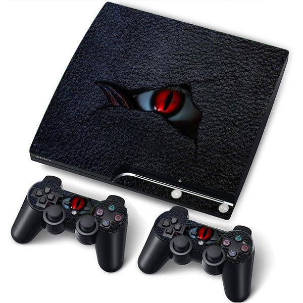 PS3 Slim PlayStation 3 Slim Skin/Stickers PVC for Console + 2 Controllers/Pads Decal Protector Cover ***EYE***