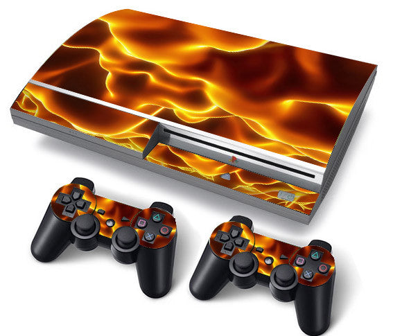PS3 FAT PlayStation 3 ORIGINAL Skin/Stickers PVC for Console + 2 Controllers/Pads Decal Protector Cover ***Flame***