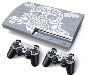 PS3 FAT PlayStation 3 ORIGINAL Skin/Stickers PVC for Console + 2 Controllers/Pads Decal Protector Cover ***ROCK&ROLL***