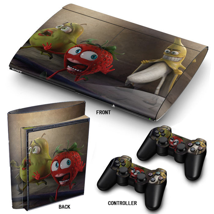 PS3 Super Slim PlayStation 3 SuperSlim Skin/Stickers PVC for Console & 2 Controllers/Pads Decal Protector Cover ***Banana***
