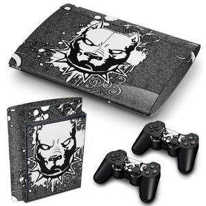 PS3 Super Slim PlayStation 3 SuperSlim Skin/Stickers PVC for Console & 2 Controllers/Pads Decal Protector Cover ***Pitbull***