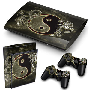 PS3 Super Slim PlayStation 3 SuperSlim Skin/Stickers PVC for Console & 2 Controllers/Pads Decal Protector Cover ***Ying Yang***