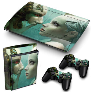 PS3 Super Slim PlayStation 3 SuperSlim Skin/Stickers PVC for Console & 2 Controllers/Pads Decal Protector Cover ***Robot Red Eye***