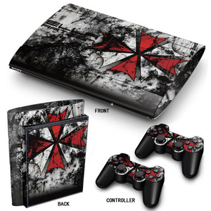 PS3 Super Slim PlayStation 3 SuperSlim Skin/Stickers PVC for Console & 2 Controllers/Pads Decal Protector Cover ***Umbrealla***