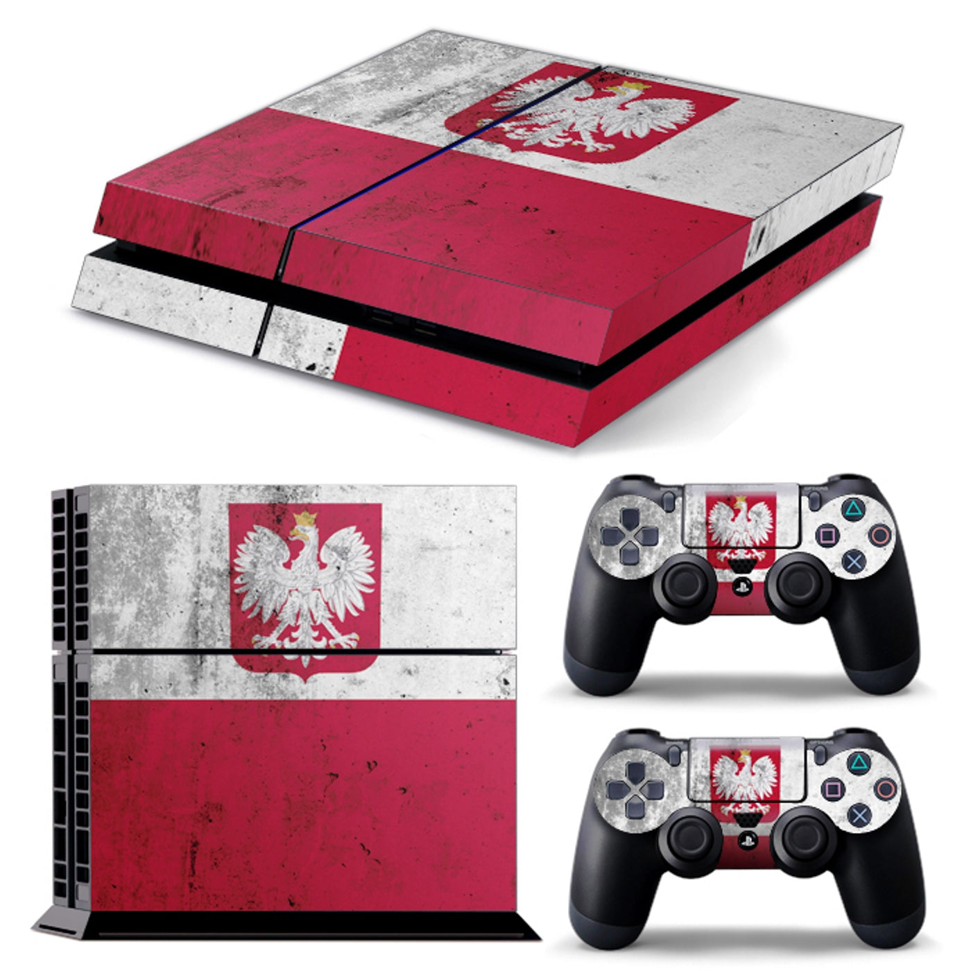 PS4 FULL BODY Accessory Wrap Sticker Skin Cover Decal for PS4 Playstation 4, ***Poland White Red***