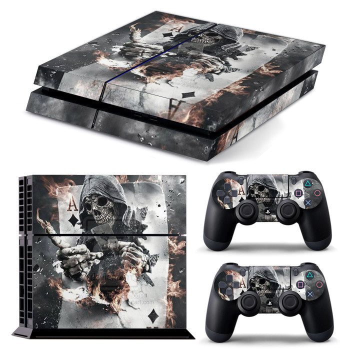 PS4 FULL BODY Accessory Wrap Sticker Skin Cover Decal for PS4 Playstation 4, ***Card Skull***