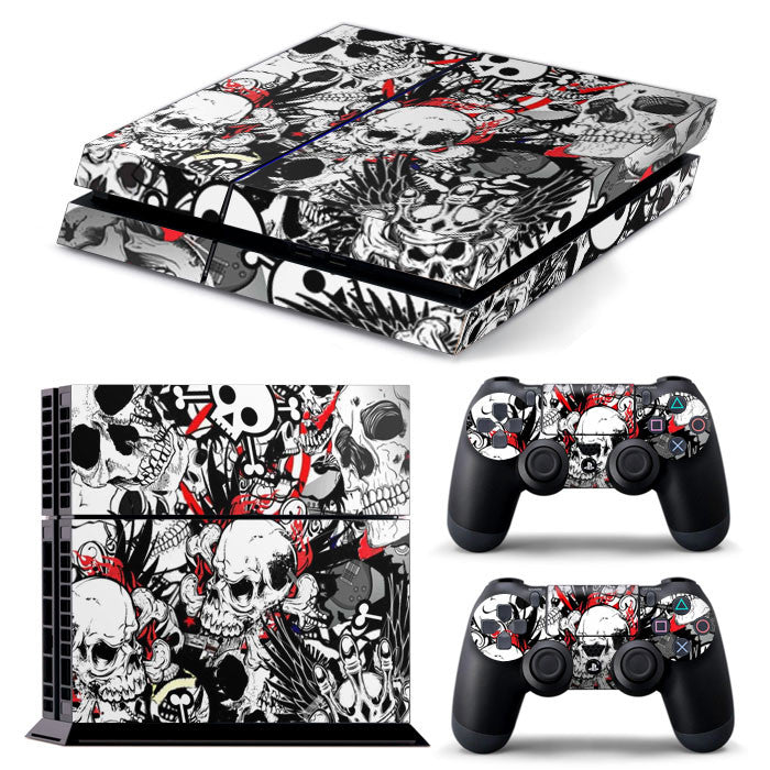 PS4 FULL BODY Accessory Wrap Sticker Skin Cover Decal for PS4 Playstation 4, ***Colorful Skulls***
