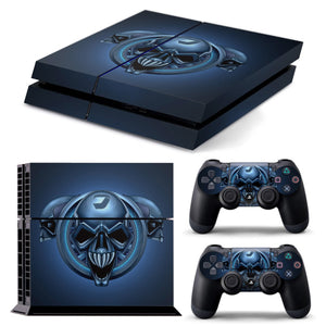 PS4 FULL BODY Accessory Wrap Sticker Skin Cover Decal for PS4 Playstation 4, ***Blue Skulls***