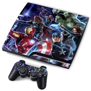 PS3 Slim PlayStation 3 Slim Skin/Stickers PVC for Console + 2 Controllers/Pads Decal Protector Cover ***Heroes***