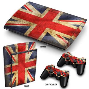 PS3 Super Slim PlayStation 3 SuperSlim Skin/Stickers PVC for Console & 2 Controllers/Pads Decal Protector Cover ***Dirty England***