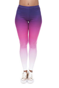 Full length womens/girls 3D full print leggings ****purple white ombre****