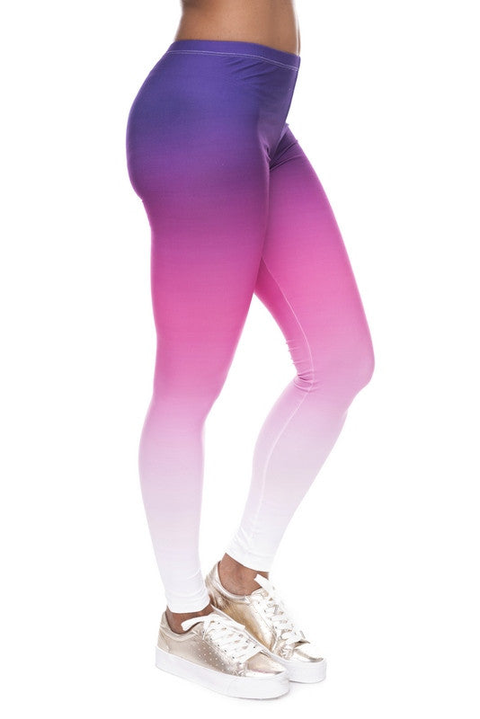Full length womens/girls 3D full print leggings ****purple white ombre****