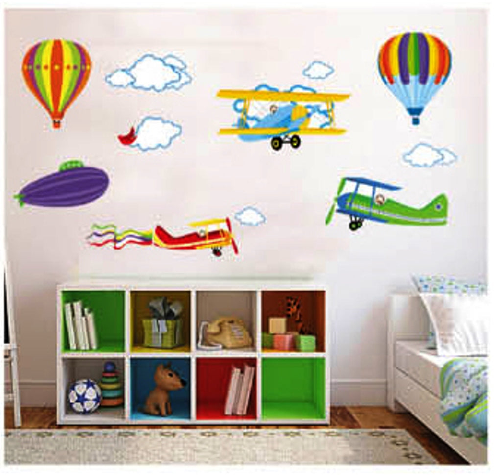WALL STICKERS, BEDROOM WALL STICKERS, BEDROOM DECOR FOR BOYS & GIRLS ***Planes and Baloons***