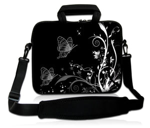 17"- 17.3" (inch) LAPTOP BAG/CASE WITH HANDLE & STRAP, NEOPRENE MADE FOR LAPTOPS/NOTEBOOKS, ZIPPED*BLACK2B*