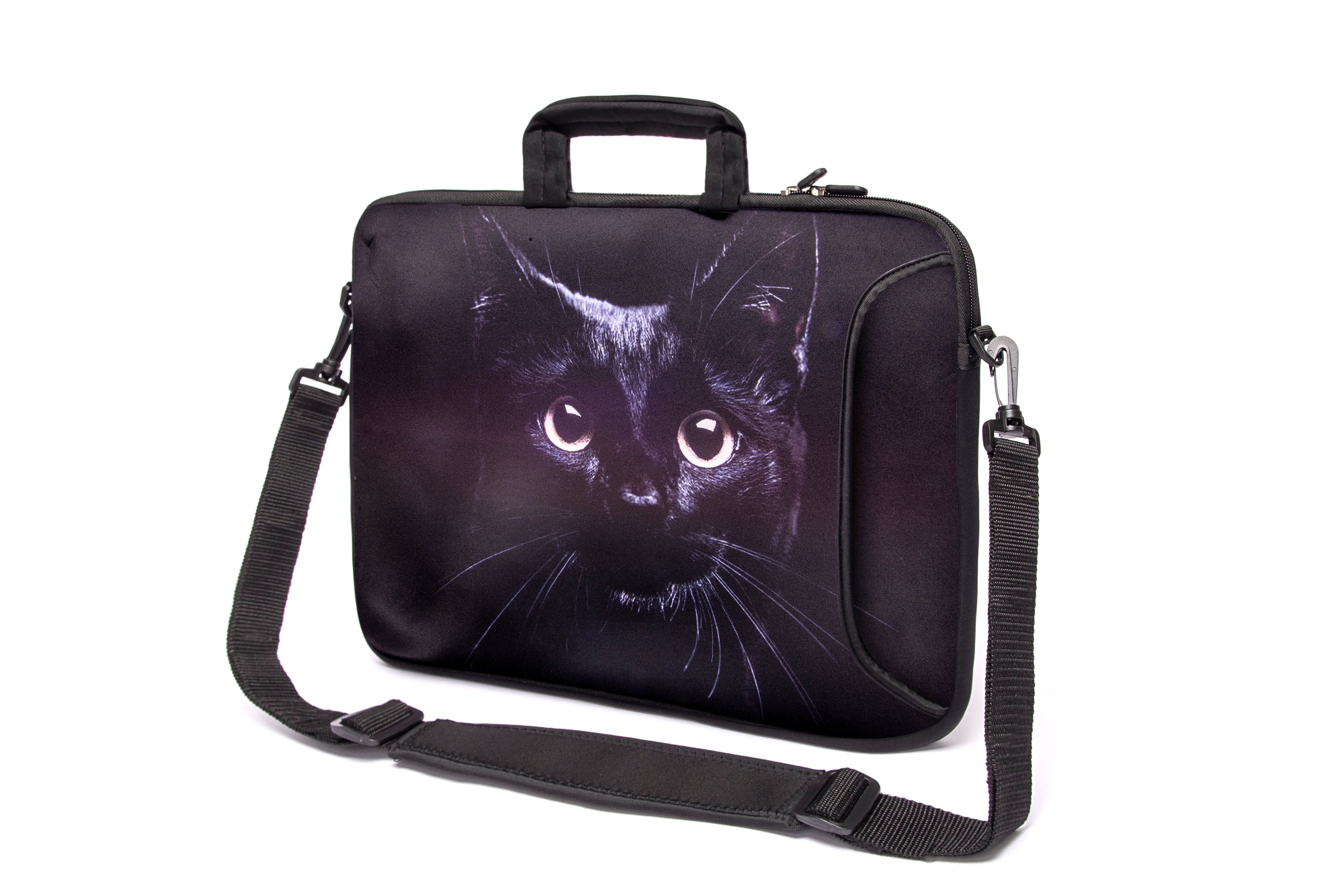 15"- 15.6" (inch) LAPTOP BAG CARRY CASE/BAG WITH HANDLE & STRAP NEOPRENE FOR LAPTOPS/NOTEBOOKS, *Black Cat*