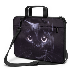 15" - 15,3" inch Laptop bag case made of Canvas with pocket for accessories *Black Cat*