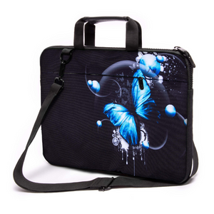 15" - 15,3" inch Laptop bag case made of Canvas with pocket for accessories *BlueButterfly*