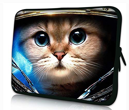 15"- 15.6" (inch) LAPTOP SLEEVE CARRY CASE/BAG NEOPRENE FOR LAPTOPS/NOTEBOOKS, ZIPPED *Cat Astronaut*