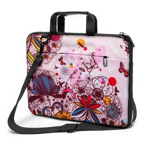 17" - 17,3" inch Laptop bag case made of Canvas with pocket for accessories *Flowers&Butterfly"