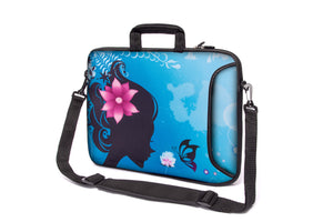 17"- 17.3" (inch) LAPTOP BAG/CASE WITH HANDLE & STRAP, NEOPRENE MADE FOR LAPTOPS/NOTEBOOKS, ZIPPED*FLOWER HEAD*