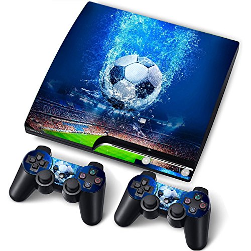 PS3 Slim PlayStation 3 Slim Skin/Stickers PVC for Console + 2 Controllers/Pads Decal Protector Cover ***Football Stadium***