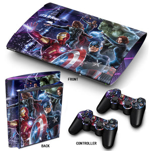 PS3 Super Slim PlayStation 3 SuperSlim Skin/Stickers PVC for Console & 2 Controllers/Pads Decal Protector Cover ***Heros***
