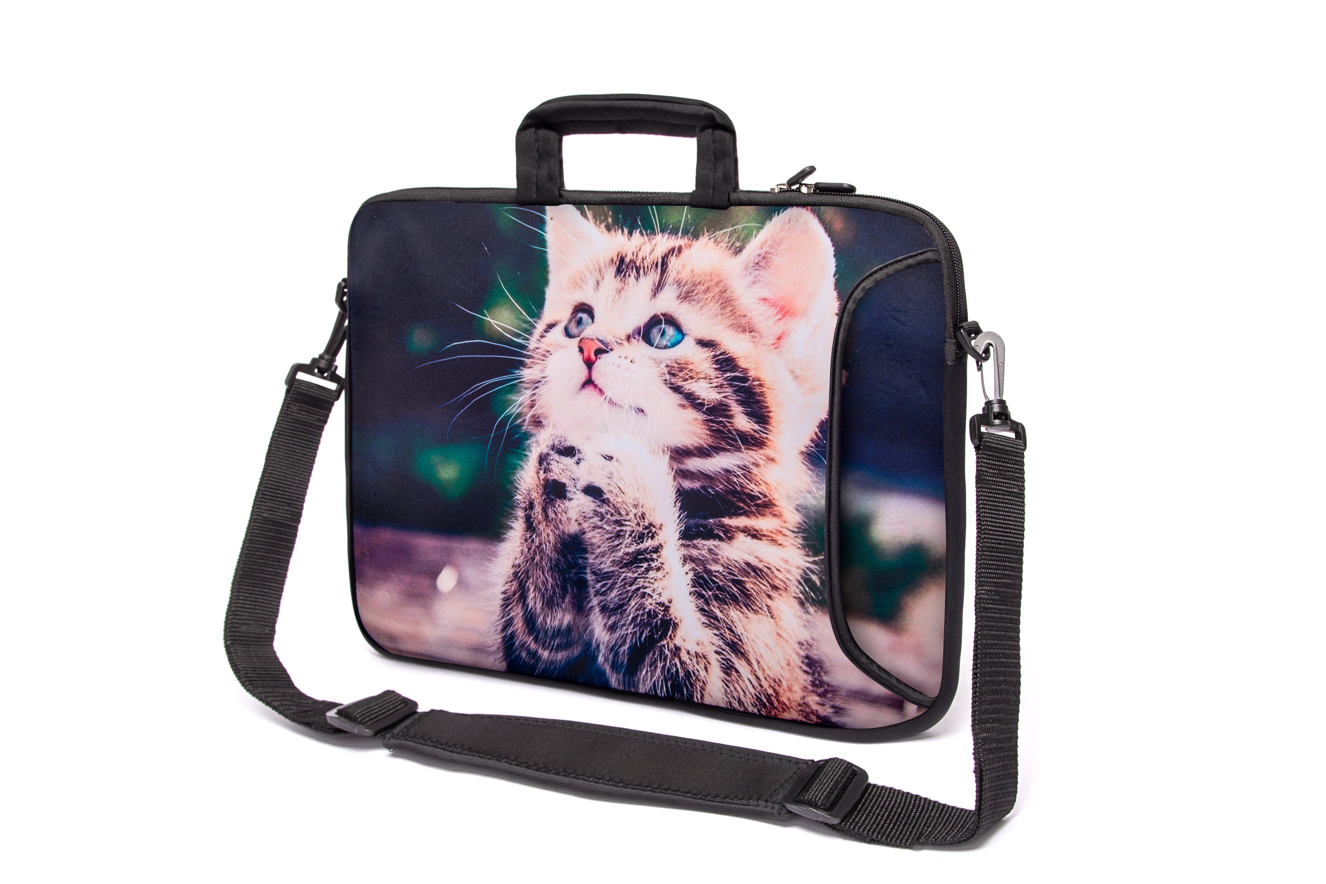 15"- 15.6" (inch) LAPTOP BAG CARRY CASE/BAG WITH HANDLE & STRAP NEOPRENE FOR LAPTOPS/NOTEBOOKS, *Little Cat*