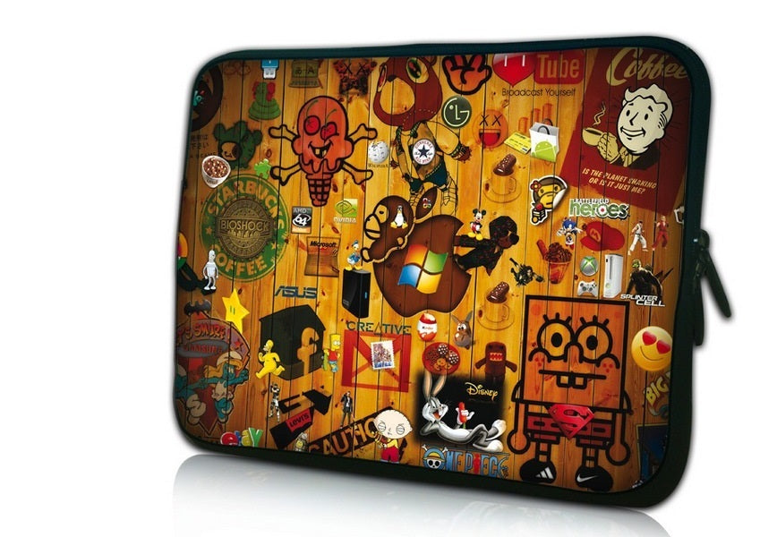 15"- 15.6" (inch) LAPTOP SLEEVE CARRY CASE/BAG NEOPRENE FOR LAPTOPS/NOTEBOOKS, ZIPPED *Logos*